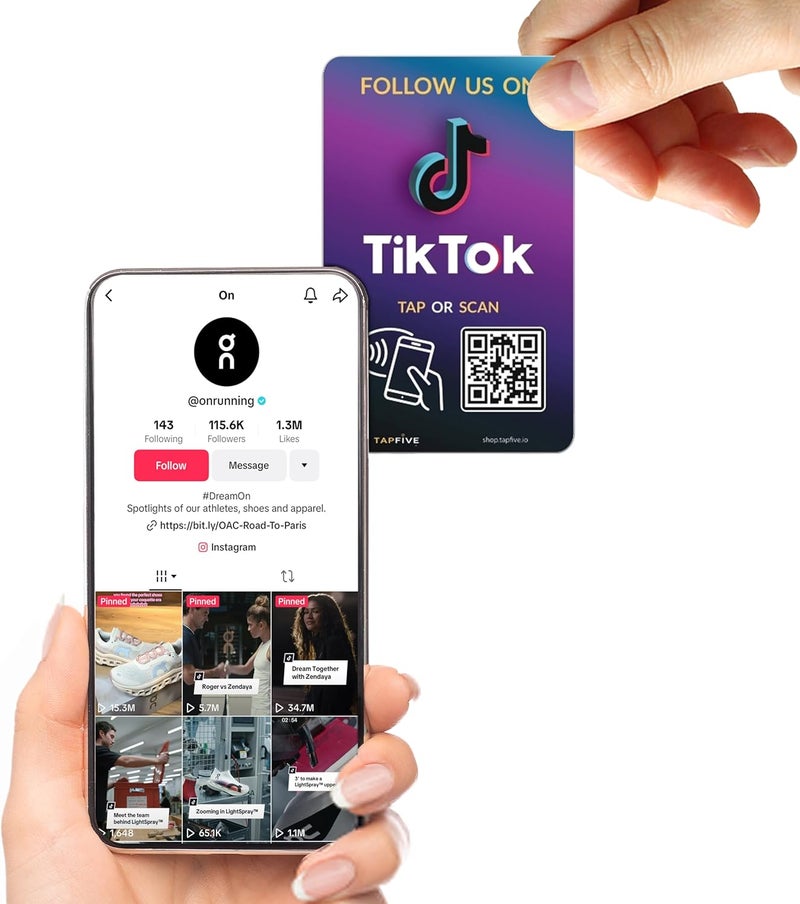 tapSnap TapFive Google Review Tap Cards + Follow Us on Instagram Facebook TikTok - Tap for Instant Reviews & Followers - All Phones Compatible - Reusable NFC & QR (5-Pack Social Pack) - Image 5